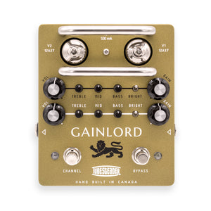 Guitar effects pedal with 'Gainlord' branding on a white background