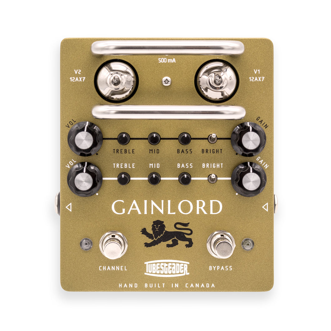 Guitar effects pedal with 'Gainlord' branding on a white background